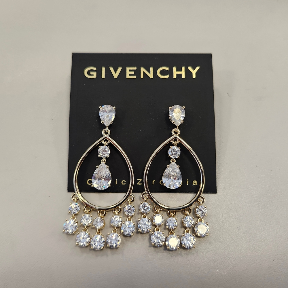 NWT Givenchy Gold-Tone Cubic Zirconia Orbital Drop Earrings